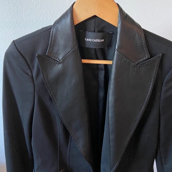Flavio Castellani Blazer With Leather Lapels - Picture 3 of 5